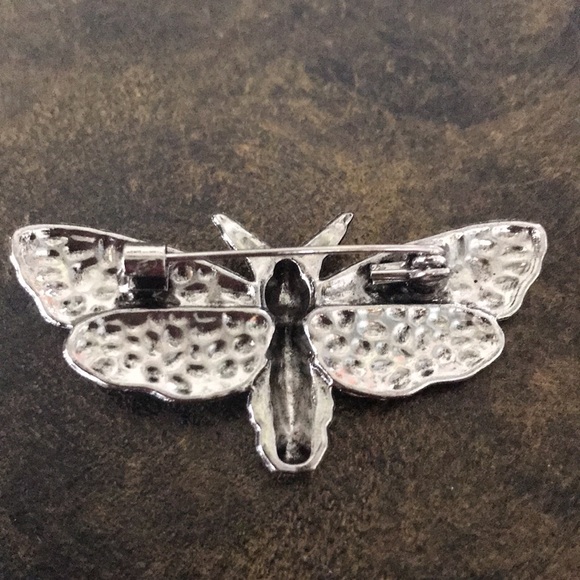 NWT gothic witchy whimsygoth moth brooch pin w/ human skull oxidized silvertone - Picture 4 of 7